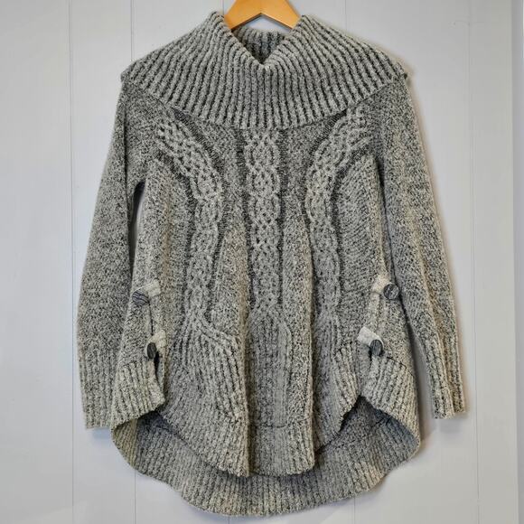 Anthropologie Angel of the North Chunky Sweater Cozy Pullover Cowl Neck Gray XS - Picture 1 of 8